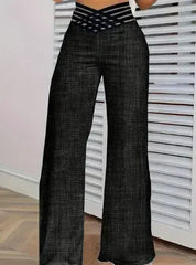 Solid Color Hollow High Waist Slimming Fashion Versatile Pants - Femstylo