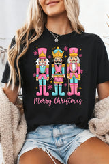 Black Merry Christmas Nutcracker Heat Transfer Printing T Shirt