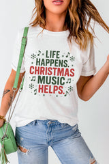 White Christmas Letter Heat Transfer Printing Graphic T Shirt