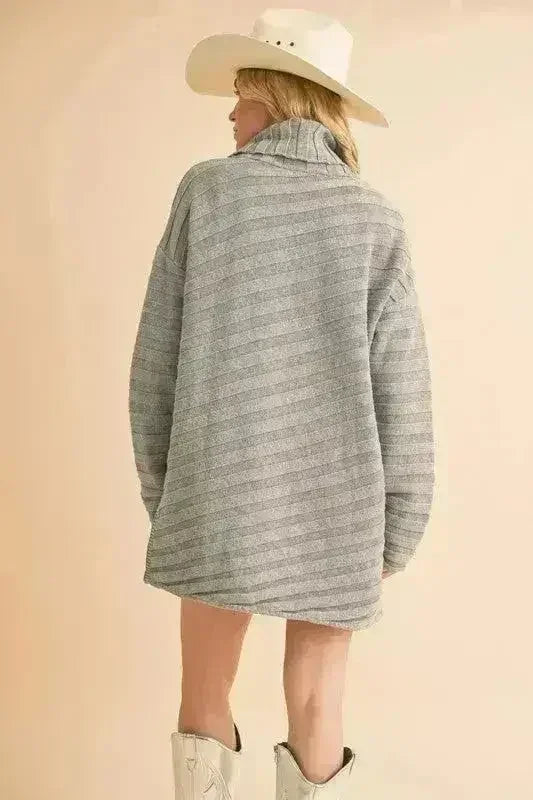 Asymmetrical Turtleneck Sweater – Modern Side Slit Design - Femstylo