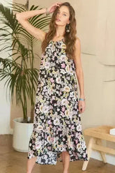 ADORA Floral Grecian Midi Dress - Polyester Elegance | Femstylo - Femstylo