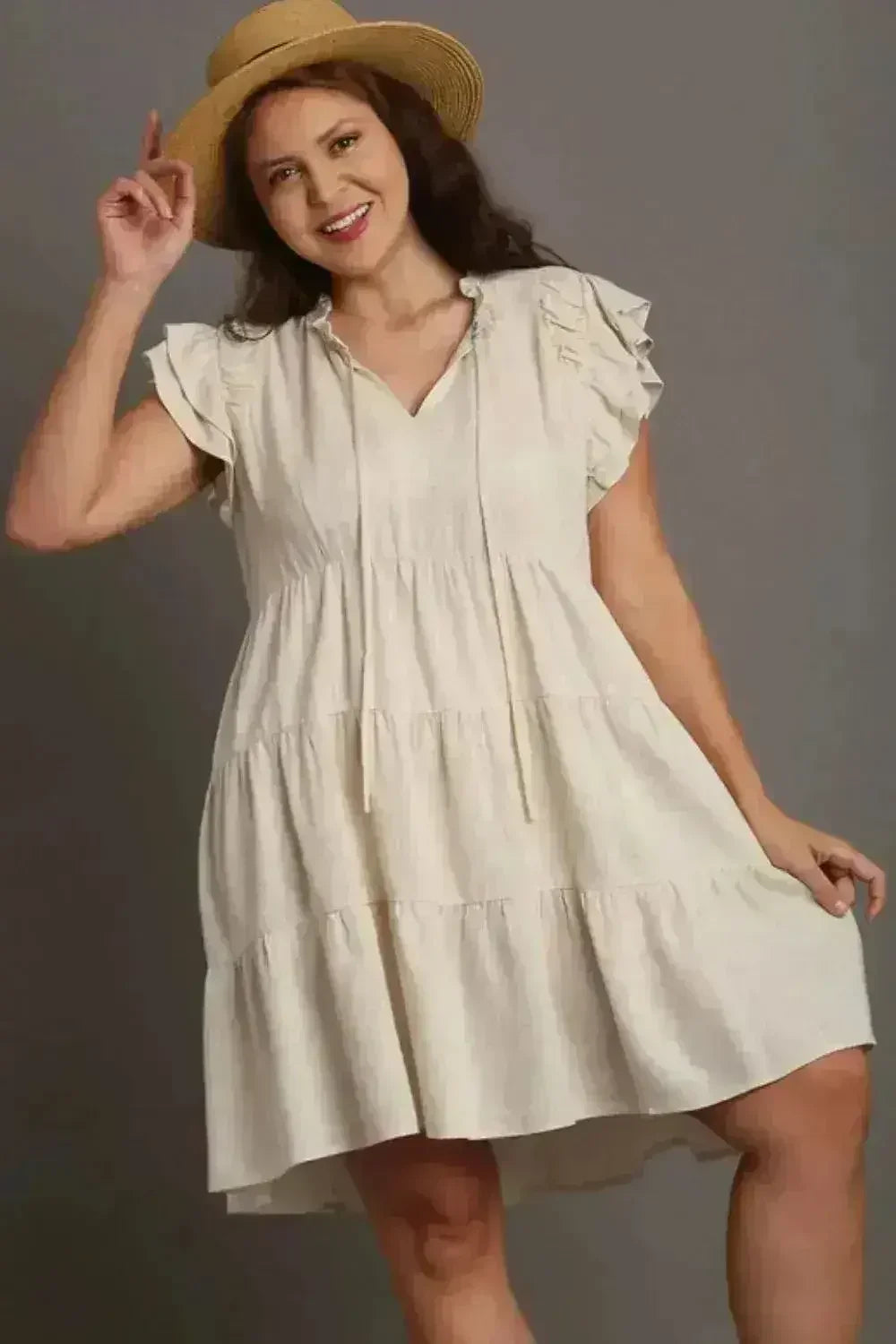 Umgee Linen Tiered Mini Dress – Breezy Summer Style S-2XL - Femstylo