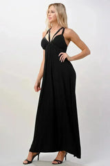 Strappy V-Neck Maxi Dress with Flowy Silhouette - Femstylo