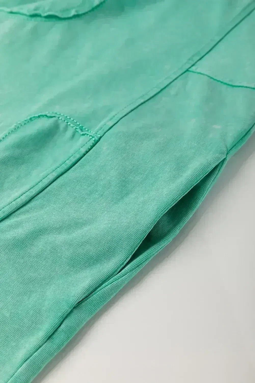 Sky Blue Mineral Wash Flower Patchwork Mini T Shirt Dress - Femstylo