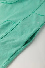 Sky Blue Mineral Wash Flower Patchwork Mini T Shirt Dress - Femstylo