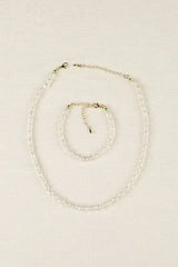 Small-sized natural pearl bracelet, necklace set - Femstylo