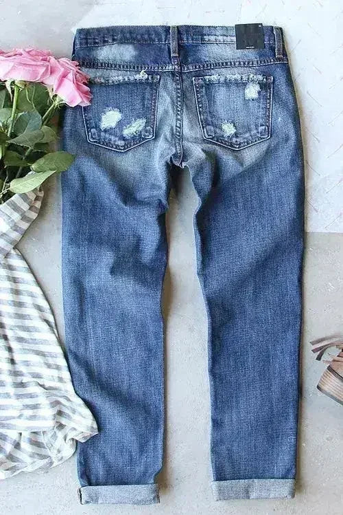 American Flag Patched Distressed Jeans - Femstylo