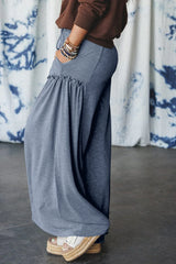 High-rise Frill Detail Wide Leg Loose Pants