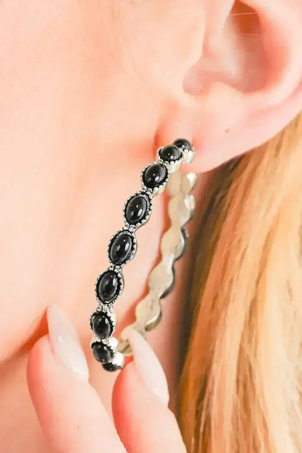 Bonbon Turquoise Big Circle C Shaped Earrings - Femstylo