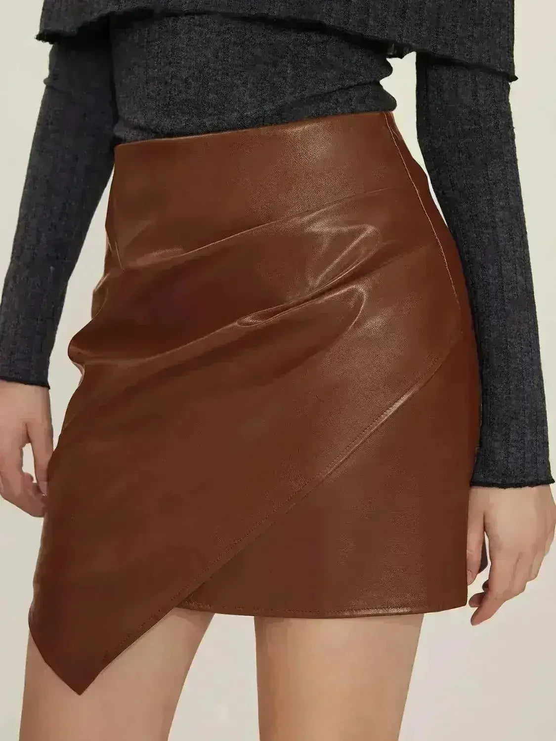 Ruched Mini Skirt with Zipper - Femstylo