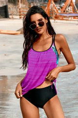 Active Rose Printed Lined Tankini Swimsuit - Femstylo