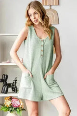 Heimish Full Size Scoop Neck Wide Strap Romper - Femstylo