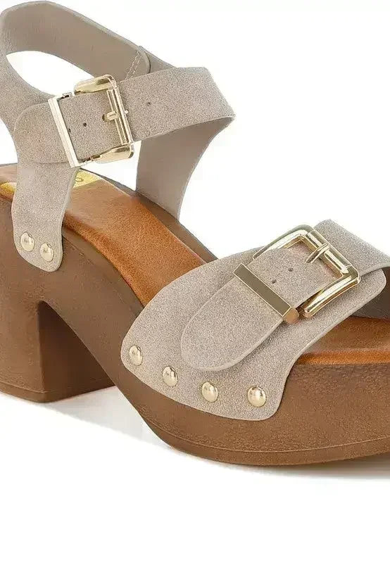 Lhasa Real Suede Leather Clog Sandals - Femstylo