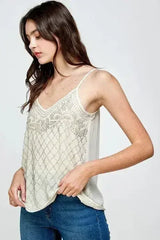Women's Embellished Spaghetti Strap Camisole Top - Femstylo
