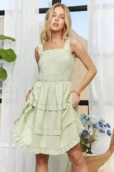 Smocked Ruffled Wide Strap Mini Dress – Sweet & Stylish - Femstylo