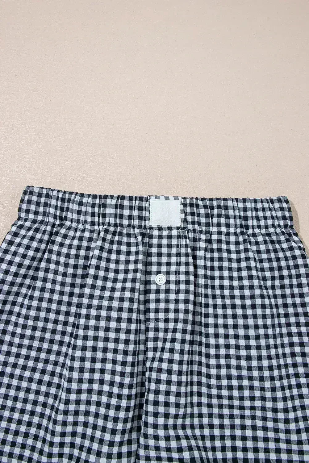Blue Vintage Gingham Print High Waisted Loose Shorts - Femstylo