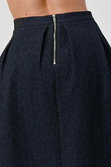 Textured A-Line Midi Skirt with Pleats - Femstylo