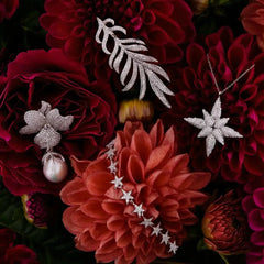 Baroque Pearl White Flower Drop Earring Silver - Femstylo