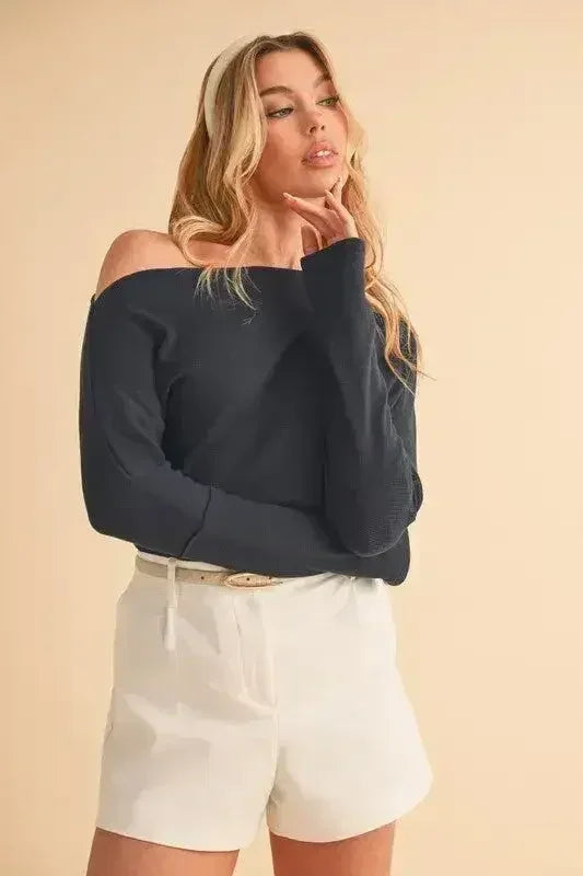 Aemi + Co One Shoulder Long Sleeve Knit Top - Femstylo