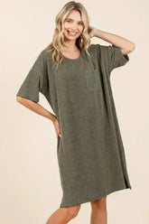 Mittoshop Urban Rib Knit Short Sleeve Tee Dress - Femstylo