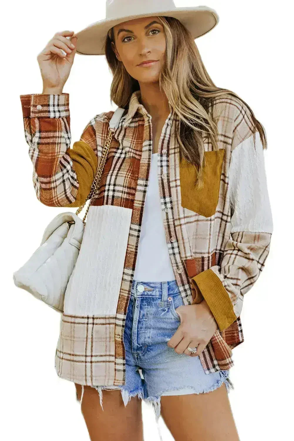 Plaid Pocket Shirt Jacket - Femstylo