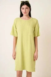 Mittoshop Urban Rib Knit Short Sleeve Tee Dress - Femstylo