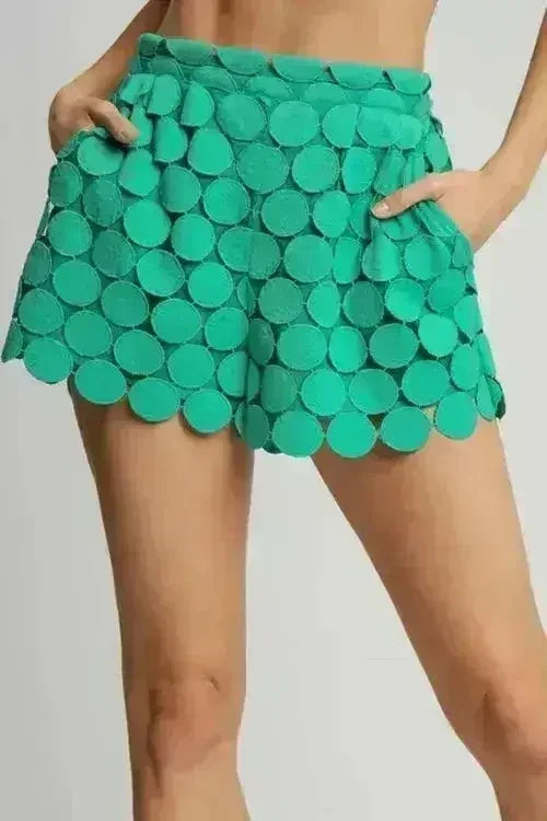 Umgee Full Size Polka Dot Lace Shorts Plus Size - Femstylo