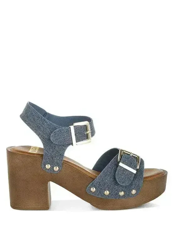 Vipasa Studded Denim Clog Sandals - Femstylo