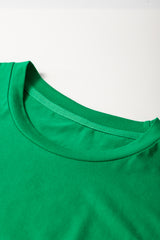 Bright Green Solid Color Basic Crew Neck Tee