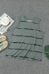 Apricot Allover Leopard Print Round Neck Tank Top - Femstylo