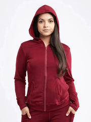 Athletic Fitted Zip-Up Hoodie Jacket with Pockets - Femstylo