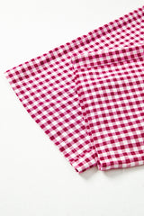 Fiery Red Gingham Casual Loose Pants