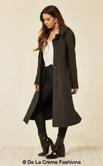 Wool Blend Hooded Mid Length Coat (1704) - Femstylo