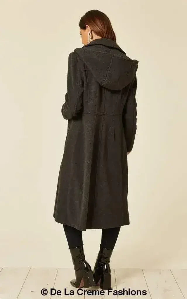 Wool Blend Hooded Mid Length Coat (1704) - Femstylo
