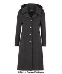 Wool Blend Hooded Mid Length Coat (1704) - Femstylo