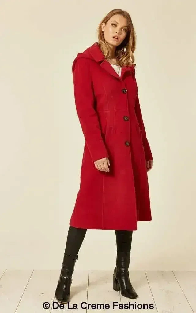 Wool Blend Hooded Mid Length Coat (1704) - Femstylo