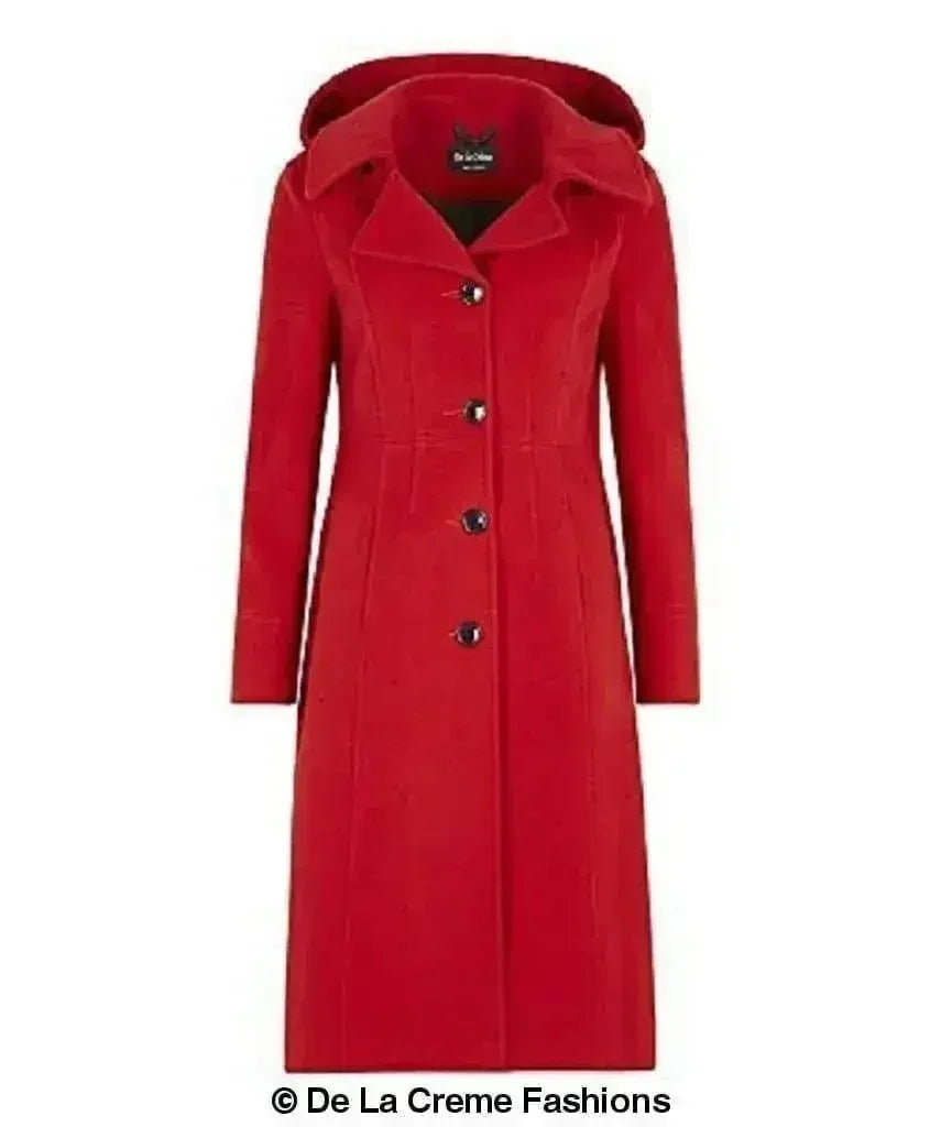 Wool Blend Hooded Mid Length Coat (1704) - Femstylo
