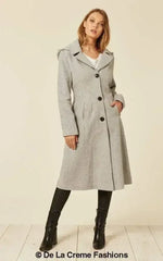 Wool Blend Hooded Mid Length Coat (1704) - Femstylo