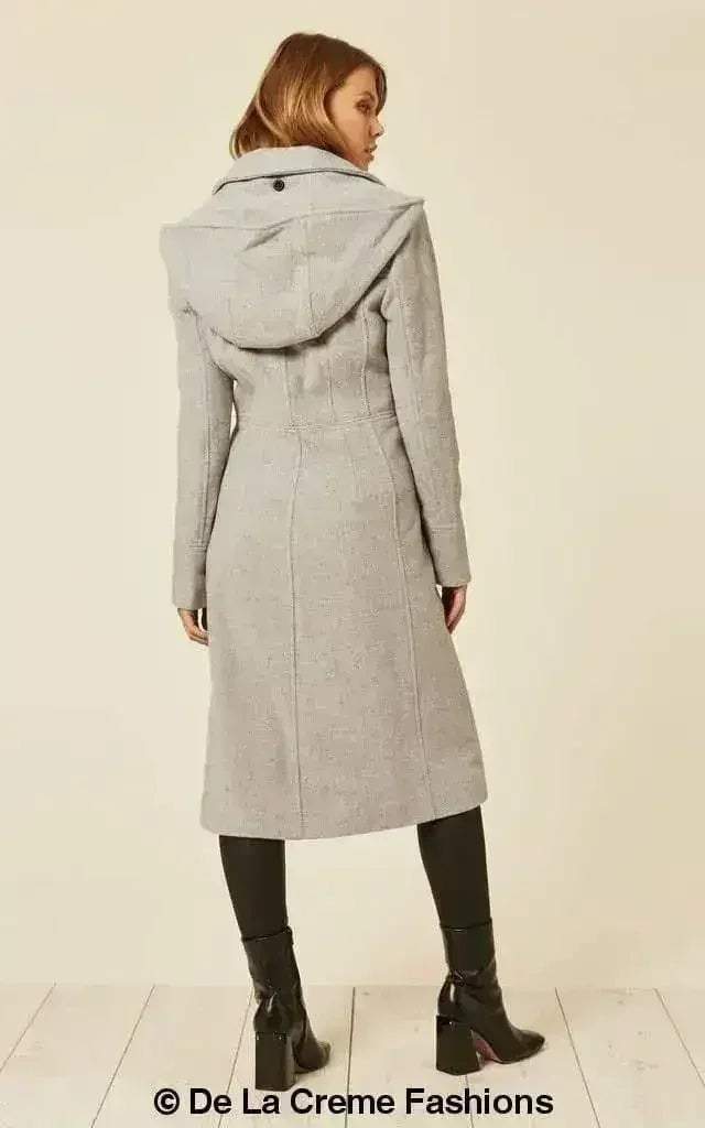 Wool Blend Hooded Mid Length Coat (1704) - Femstylo