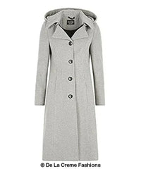Wool Blend Hooded Mid Length Coat (1704) - Femstylo