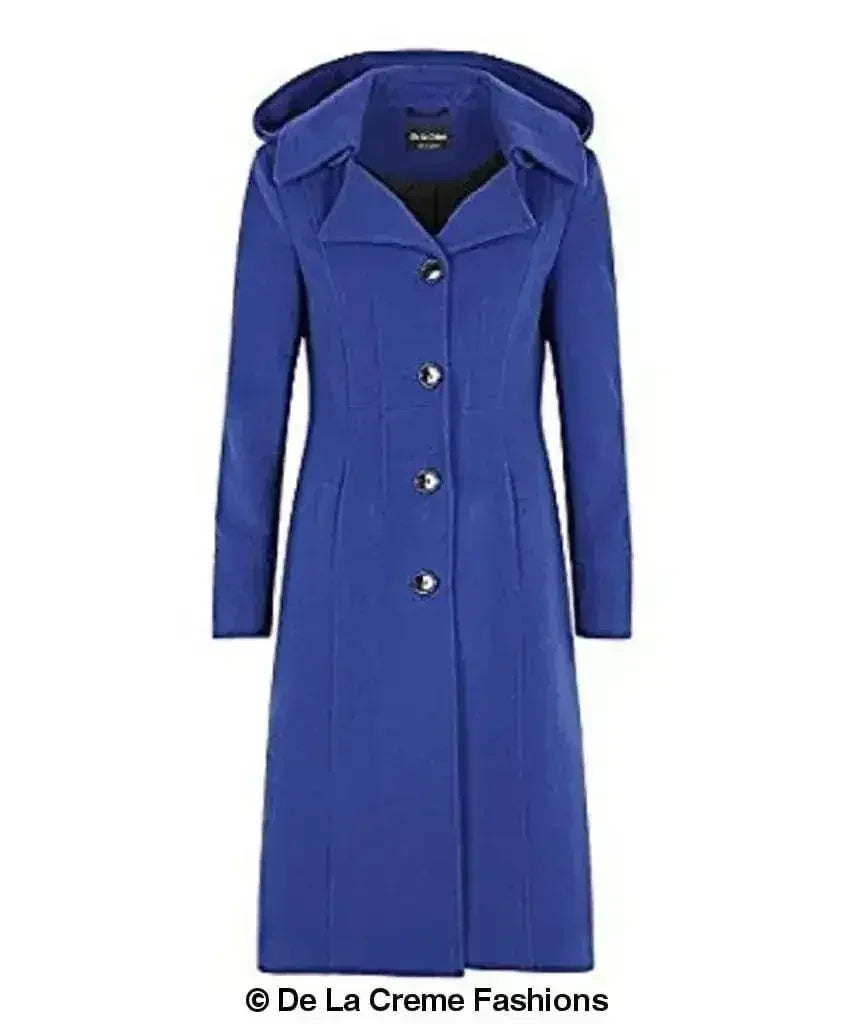 Wool Blend Hooded Mid Length Coat (1704) - Femstylo
