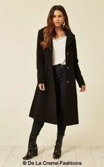 Wool Blend Hooded Mid Length Coat (1704) - Femstylo