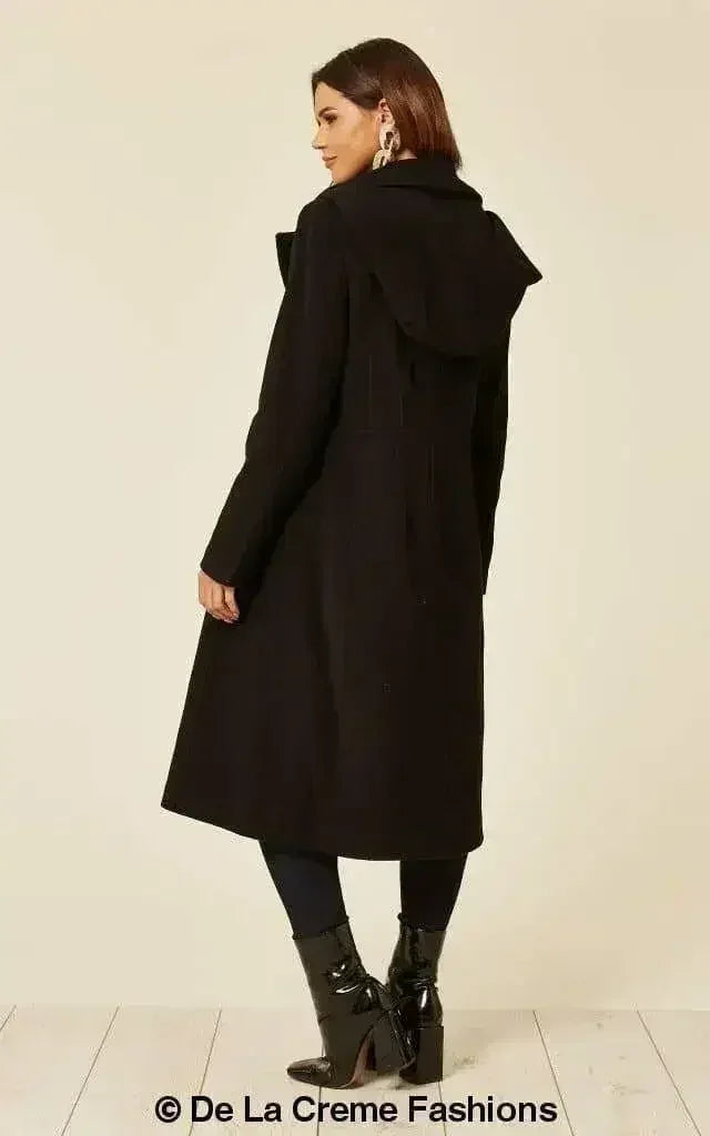 Wool Blend Hooded Mid Length Coat (1704) - Femstylo