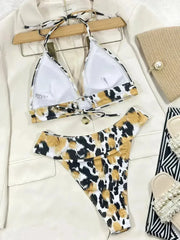 Animal Print Halter Neck Bikini Set - Femstylo