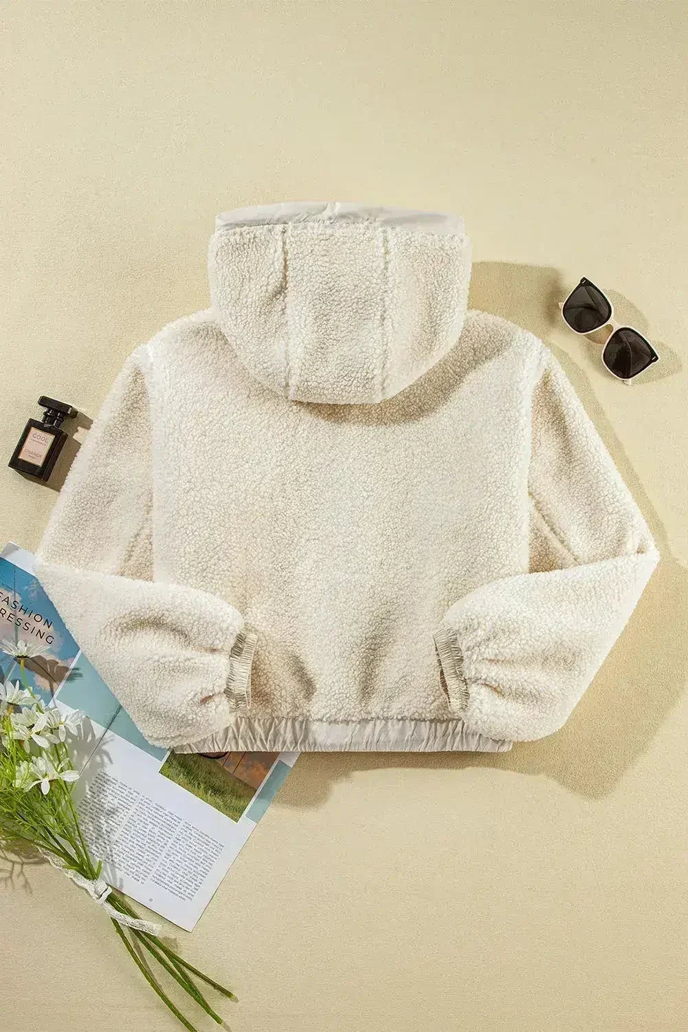 Jet Stream Zip-up Pocketed Hooded Sherpa Jacket - Femstylo