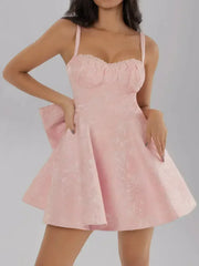 Satin Mini Cami Dress with Bow - Femstylo
