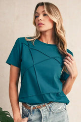 Dirty Blue Solid Color Round Neck T Shirt - Femstylo