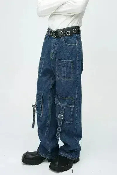 Mid Rise Men's Jeans with Cargo Pockets - Femstylo