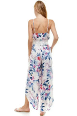 FLORAL & SOLID CROCHET TULIP LEG CAMI JUMPSUIT - Femstylo