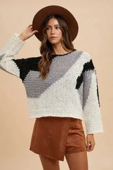 Annie Wear Color Block Drop Shoulder Sweater - Trendy & Comfortable - Femstylo